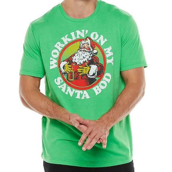 NWT Working on My Santa Bod Green T-shirt size LT (Tall) - Picture 3 of 7